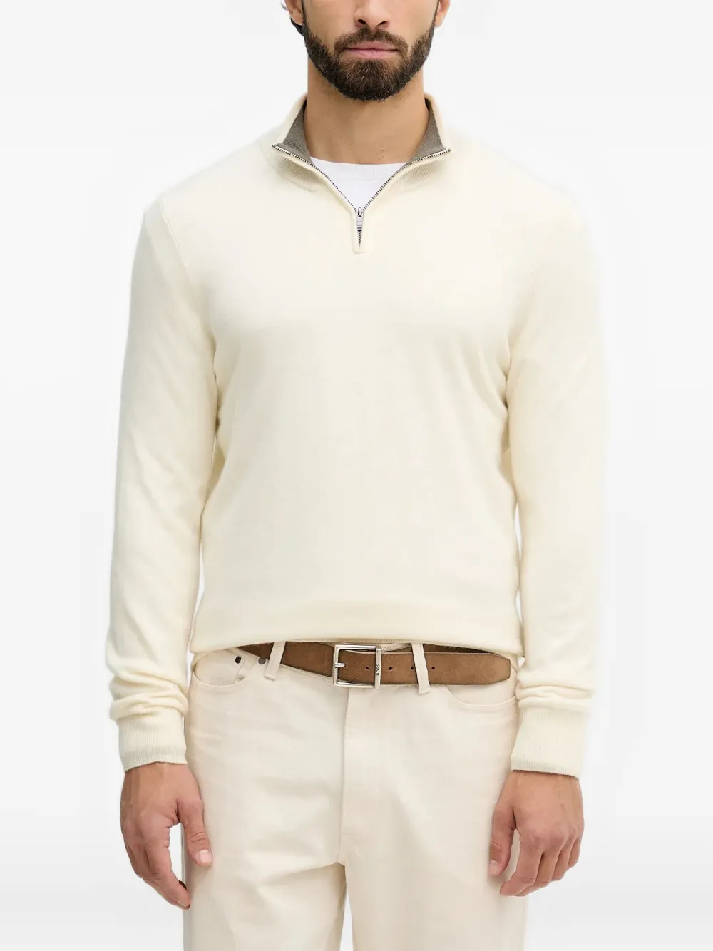 Свитер на молнии Boss, молочно-белый
Свитер на молнии Boss, молочно-белый