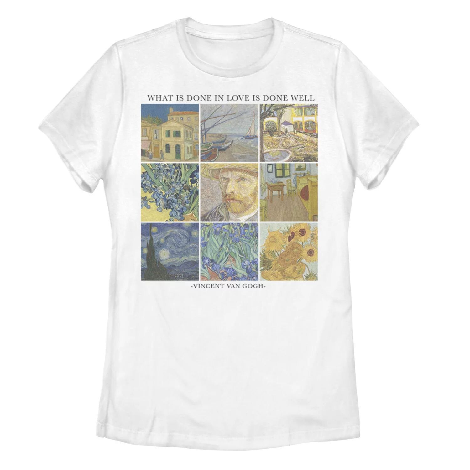 Футболка с изображением Ван Гога для юниоров и надписью «Что сделано с любовью, то хорошо сделано»
Футболка с изображением Ван Гога для юниоров и надписью «Что сделано с любовью, то хорошо сделано»