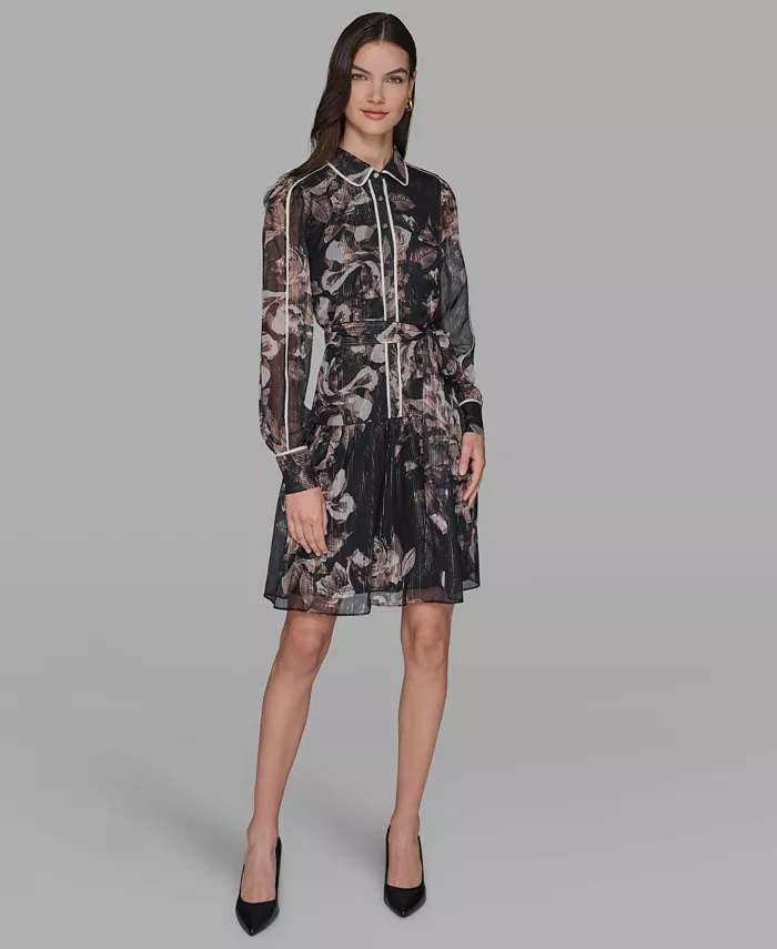 Женское платье-рубашка с принтом из плиссированного шифона и воротником Karl Lagerfeld Paris, черный
Женское платье-рубашка с принтом из плиссированного шифона и воротником Karl Lagerfeld Paris, черный