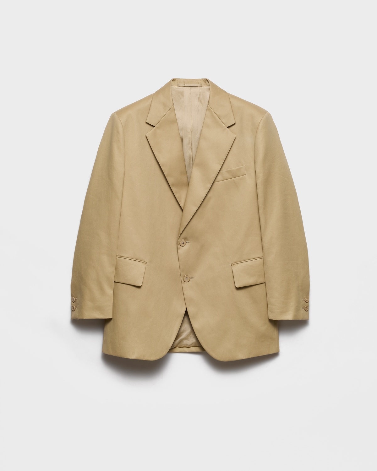 Однобортный пиджак из хлопка Prada, бежевый
Однобортный пиджак из хлопка Prada, бежевый