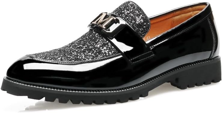 Мужские лоферы Santimon из лакированной кожи с блестками, металлической пряжкой, без шнурков, с толстой подошвой, формальные и повседневные свадебные туфли, черный
Мужские лоферы Santimon из лакированной кожи с блестками, металлической пряжкой, без шнурков, с толстой подошвой, формальные и повседневные свадебные туфли, черный