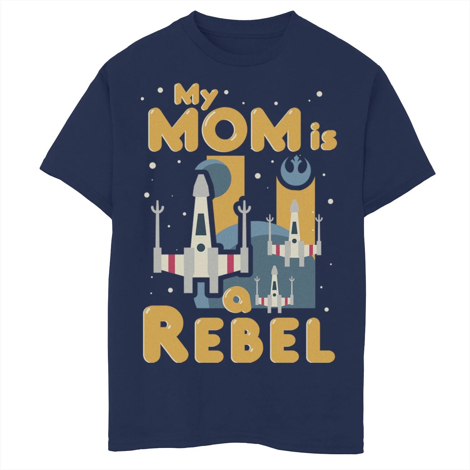 Футболка с рисунком «Истребитель X-Wing» для мальчиков 8–20 лет «Звездные войны: моя мама — повстанец» Star Wars