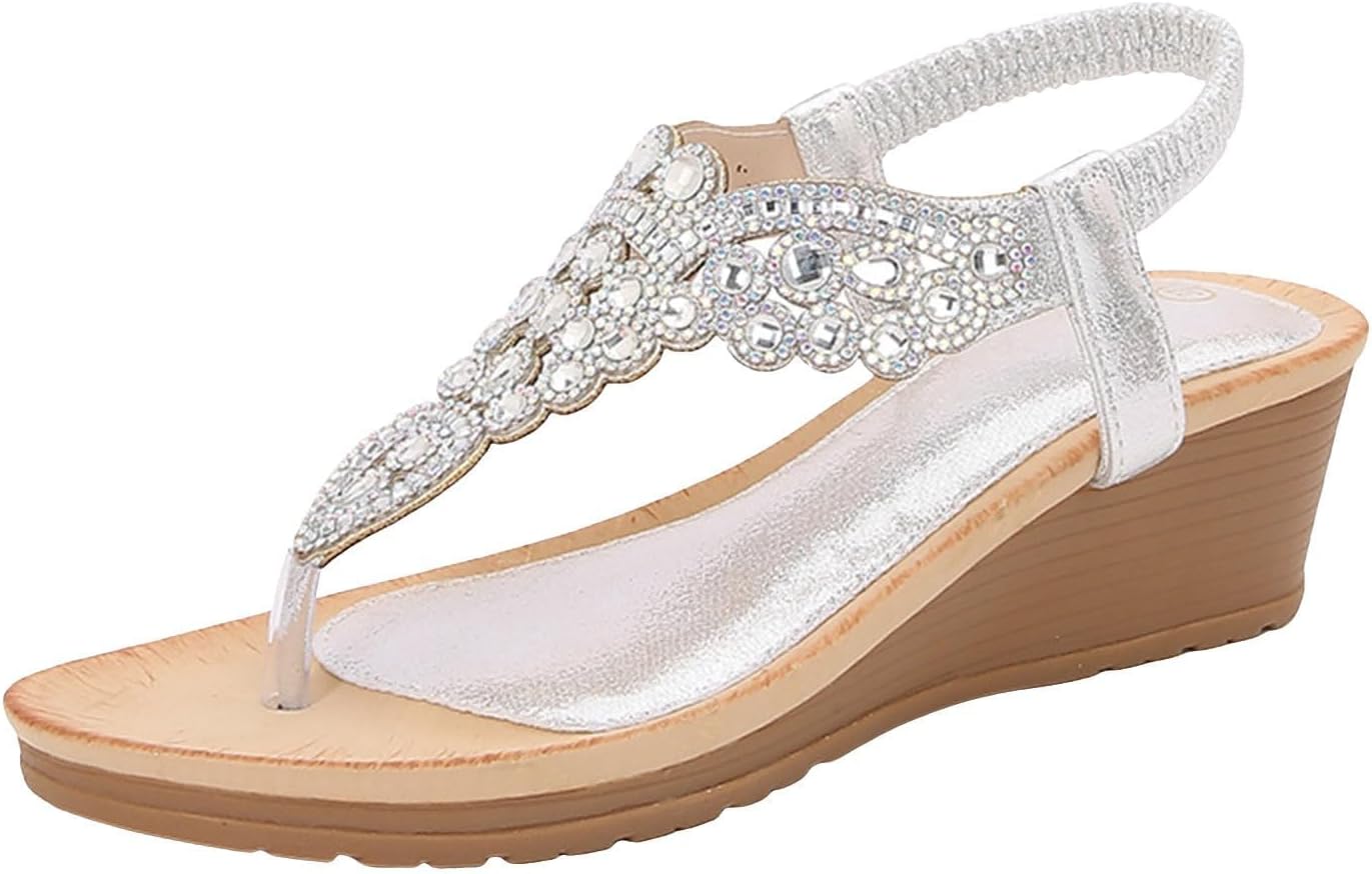 Женские сандалии на танкетке, шлепанцы с декоративными стразами, элегантные сандалии на ремешке с открытым носком, с эластичным ремешком на щиколотке, блестящие свадебные и подружки невесты сандалии Tazeap, серебро
Женские сандалии на танкетке, шлепанцы с декоративными стразами, элегантные сандалии на ремешке с открытым носком, с эластичным ремешком на щиколотке, блестящие свадебные и подружки невесты сандалии Tazeap, серебро