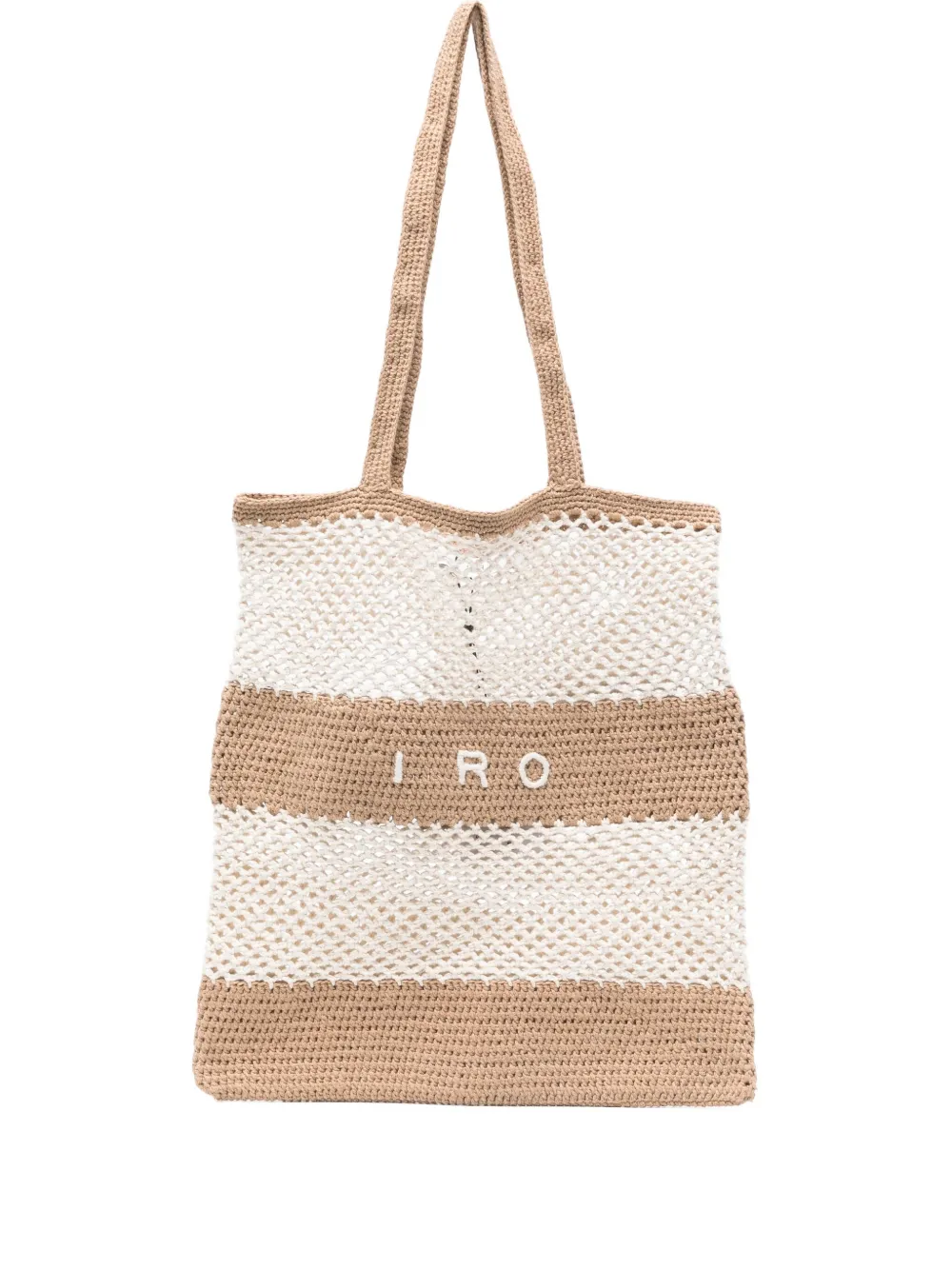 Полосатая вязаная крючком сумка-тоут IRO, нейтральный 
Полосатая вязаная крючком сумка-тоут IRO, нейтральный