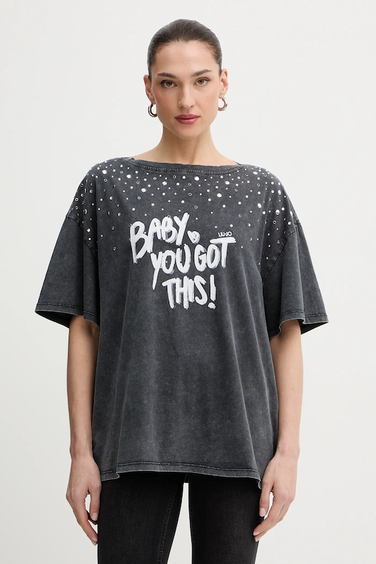 Хлопковая футболка Liu Jo, серый
Хлопковая футболка Liu Jo, серый