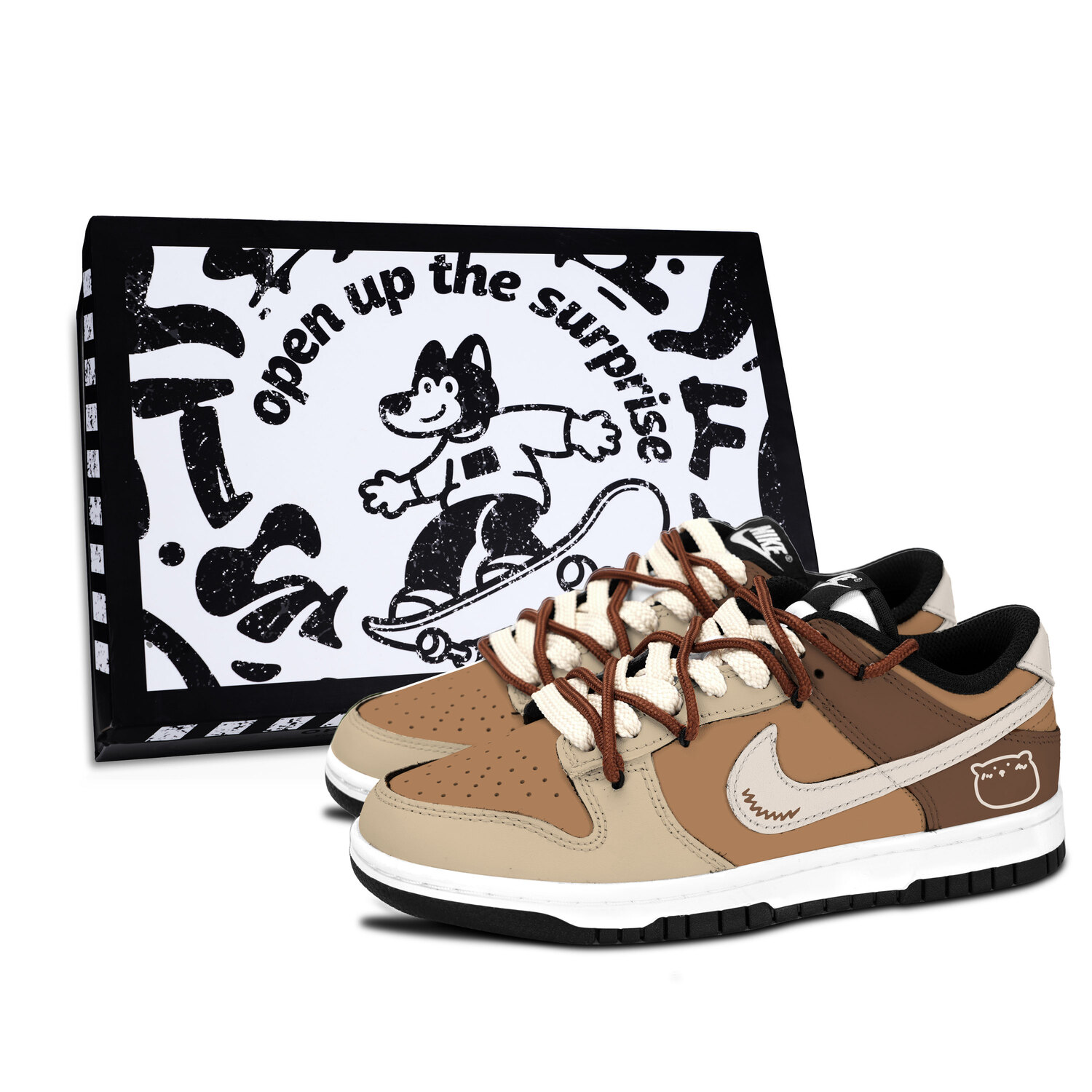 Nike Данк черно-белые, устойчивые к скольжению и истиранию низкие скейтбордские кроссовки Brown Bear Fun унисекс коричневые, цвет Brown
Nike Данк черно-белые, устойчивые к скольжению и истиранию низкие скейтбордские кроссовки Brown Bear Fun унисекс коричневые, цвет Brown