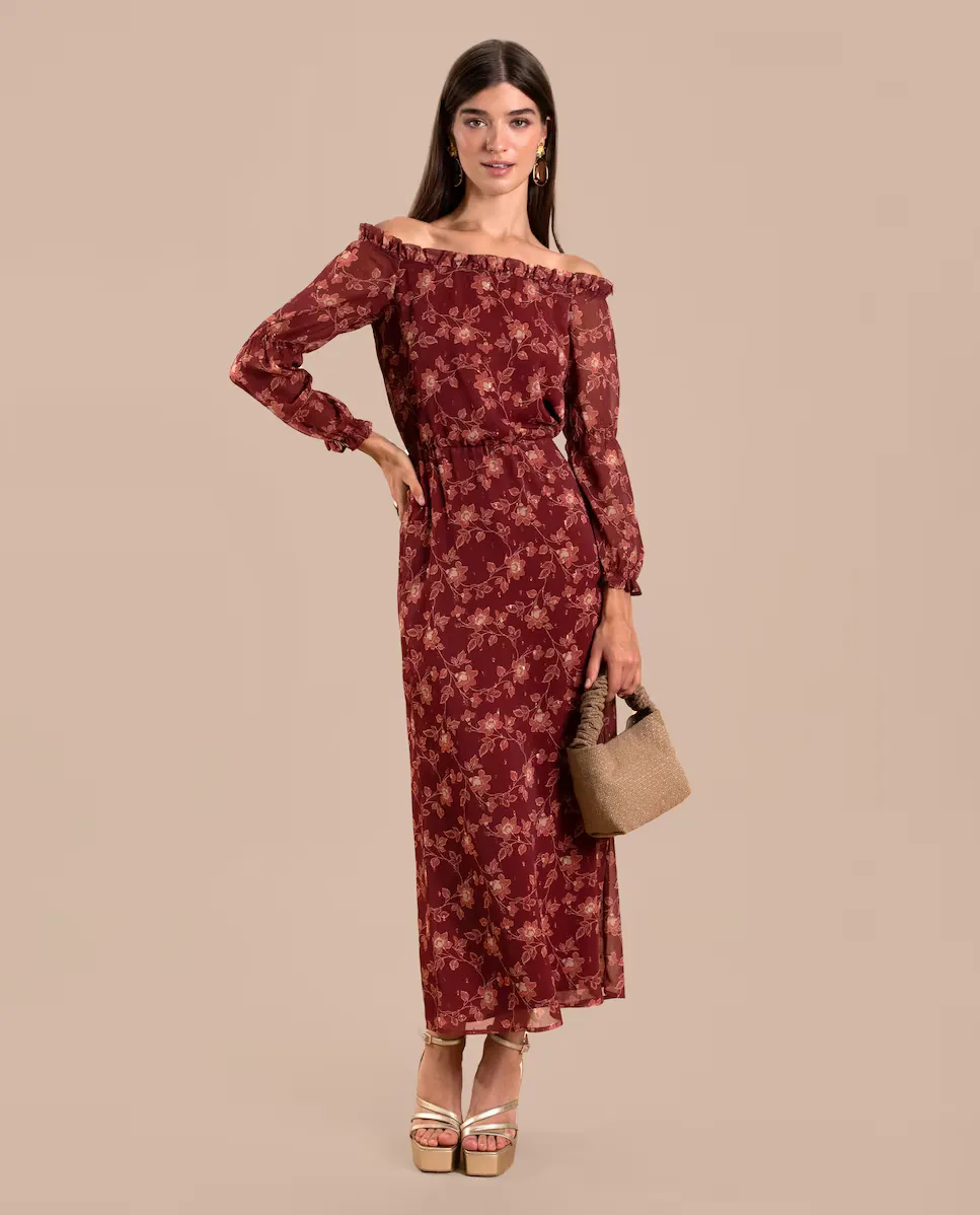 Платье миди без бретелек с длинными рукавами The-Are, бордовый
Платье миди без бретелек с длинными рукавами The-Are, бордовый