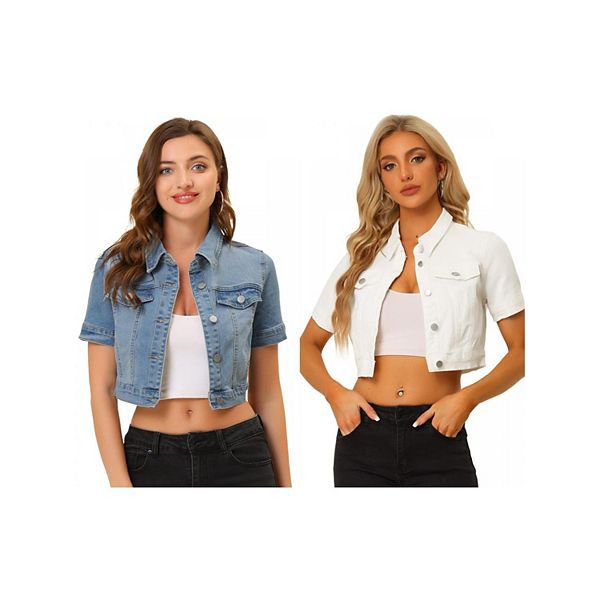 2 упаковки женской джинсовой куртки-кроп с короткими рукавами на пуговицах Inspire Chic, White Light Blue
2 упаковки женской джинсовой куртки-кроп с короткими рукавами на пуговицах Inspire Chic, White Light Blue