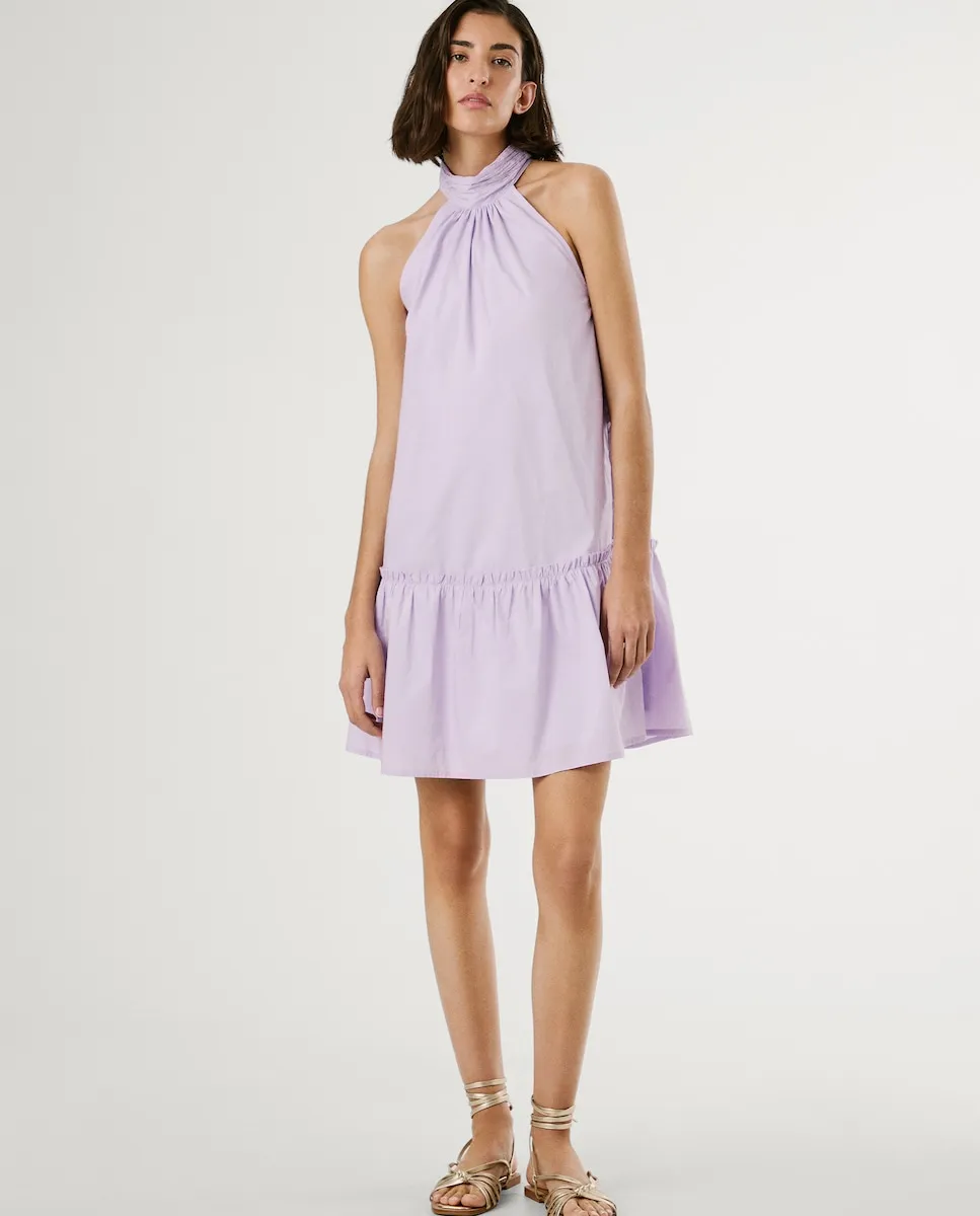Короткое платье из поплина с воротником халтер Pepe Jeans, сиреневый
Короткое платье из поплина с воротником халтер Pepe Jeans, сиреневый