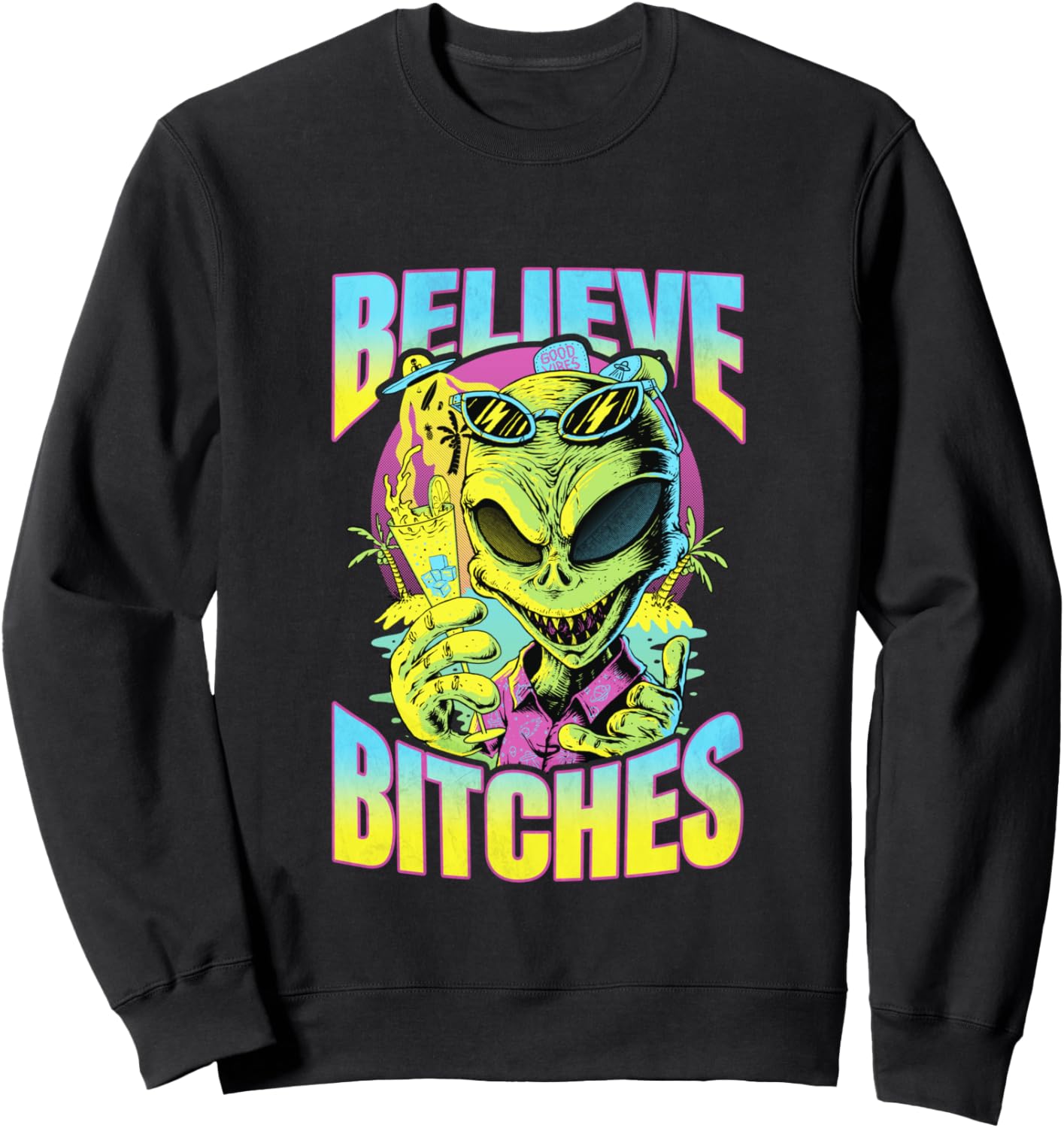 Толстовка Believe Bitches Alien Party Summer Vibes Extraterrestrial Vibes Cosmic Fun Alien Style, черный
Толстовка Believe Bitches Alien Party Summer Vibes Extraterrestrial Vibes Cosmic Fun Alien Style, черный