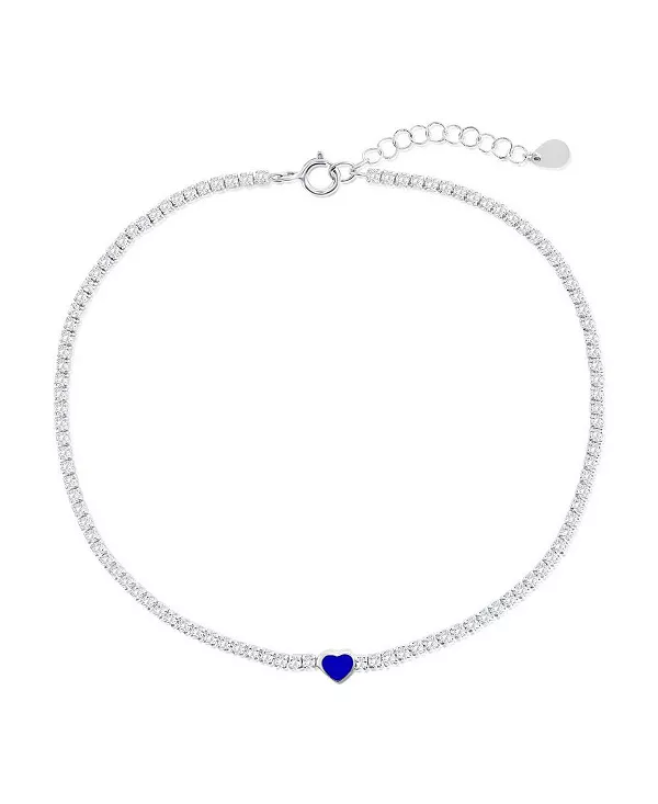 Теннисный браслет на лодыжку из стерлингового серебра с эмалевым сердцем и фианитами - синий Simona, blue
Теннисный браслет на лодыжку из стерлингового серебра с эмалевым сердцем и фианитами - синий Simona, blue