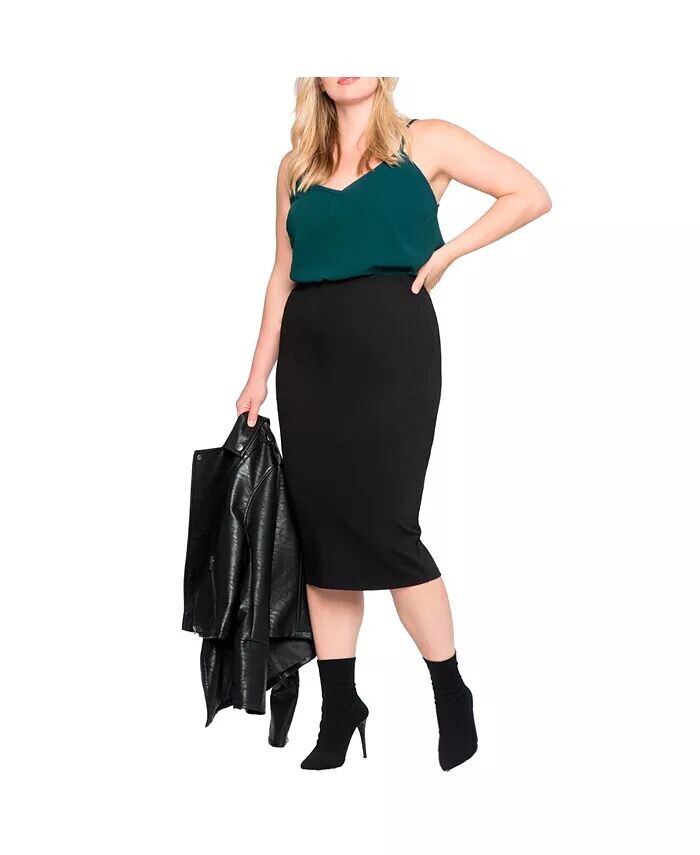 Трикотажная юбка больших размеров ELOQUII, черный 
Трикотажная юбка больших размеров ELOQUII, черный