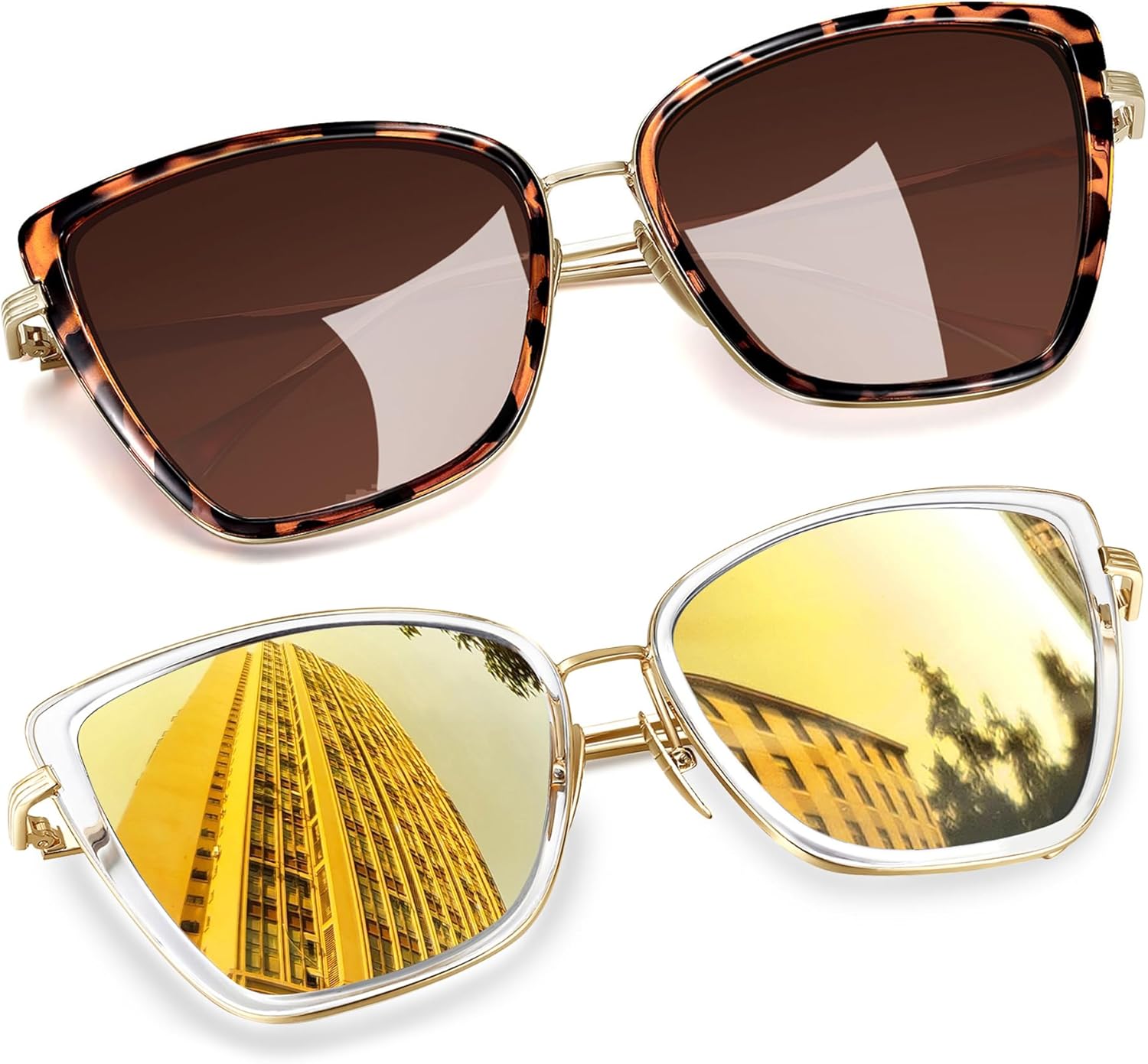Женские солнцезащитные очки Joopin Oversized Cateye с эффектом «кошачьего глаза», модные солнцезащитные очки с защитой от УФ-излучения, 2 Pack (A09 Tortoise Brown + Gold)
Женские солнцезащитные очки Joopin Oversized Cateye с эффектом «кошачьего глаза», модные солнцезащитные очки с защитой от УФ-излучения, 2 Pack (A09 Tortoise Brown + Gold)