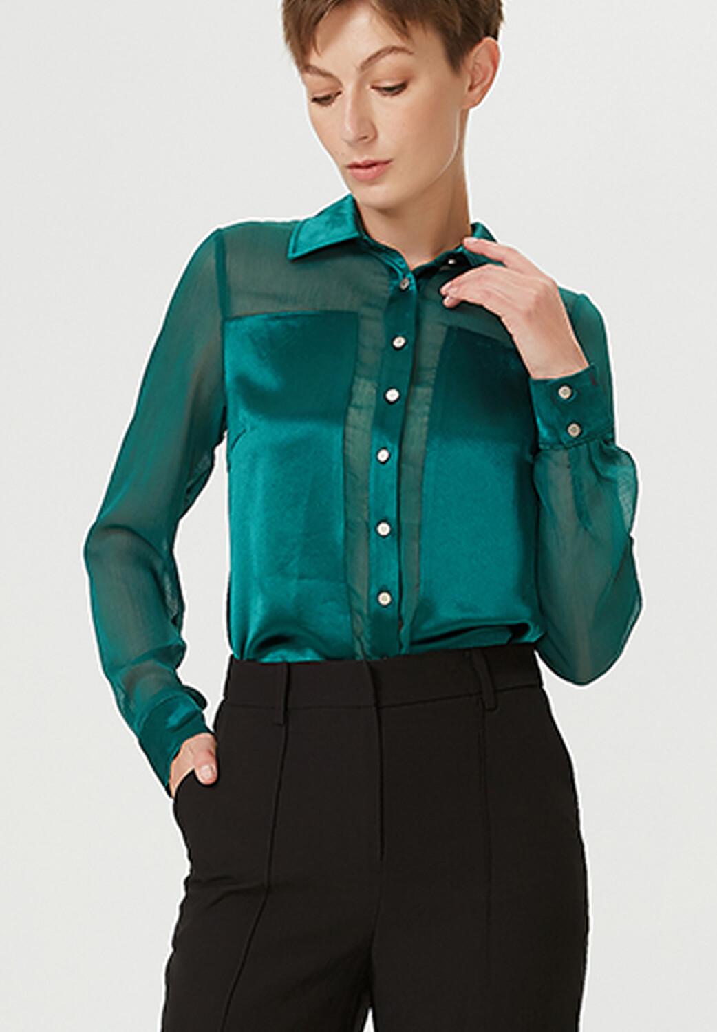 Рубашка из шифона и атласа Smart And Joy, зеленый
Рубашка из шифона и атласа Smart And Joy, зеленый