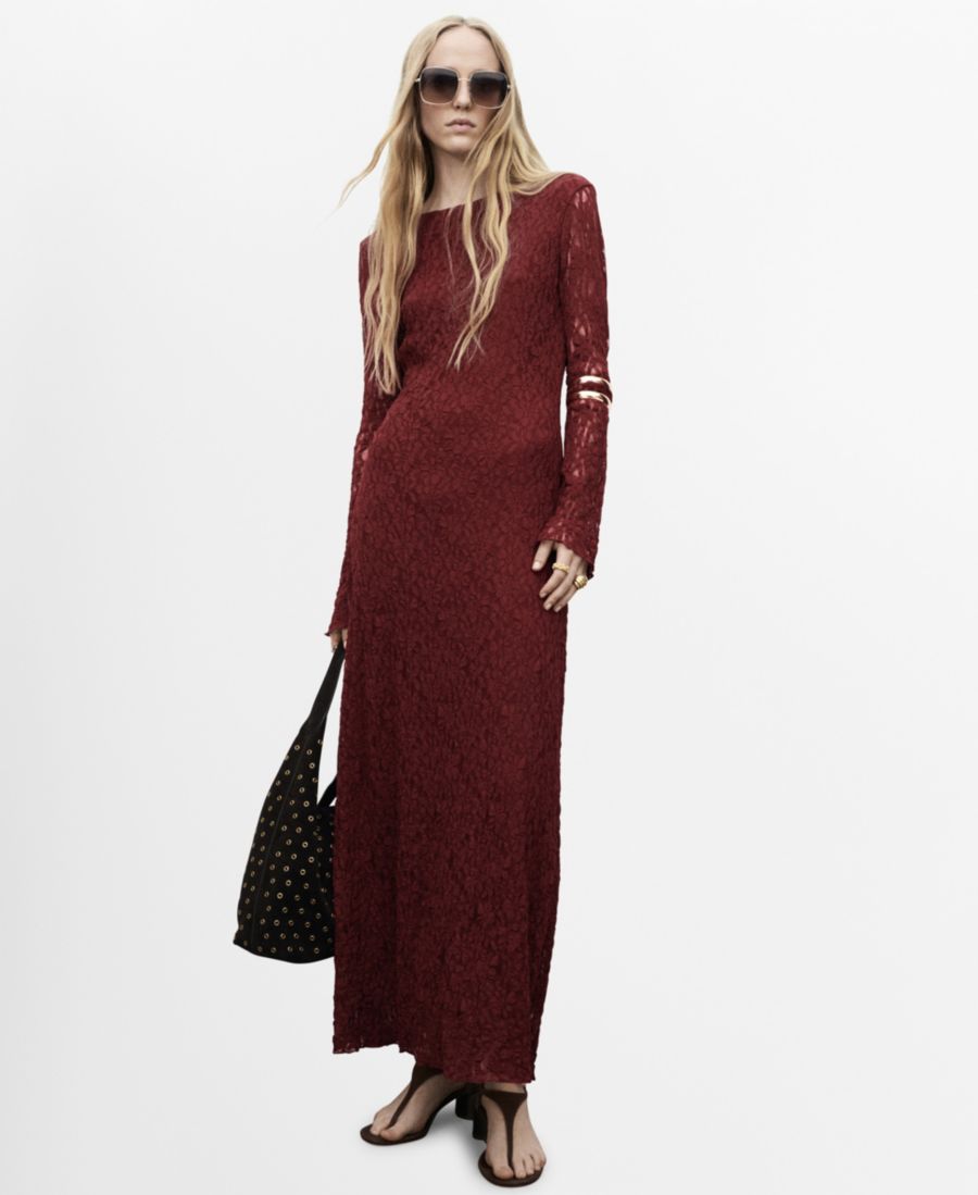 Женское кружевное платье с рукавами-колоколами MANGO, Wine
Женское кружевное платье с рукавами-колоколами MANGO, Wine