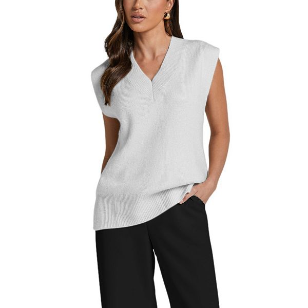 Свитер-жилет женский без рукавов v-образный вырез оверсайз пуловер вязаный топ осень повседневный свободный Yesfashion, White
Свитер-жилет женский без рукавов v-образный вырез оверсайз пуловер вязаный топ осень повседневный свободный Yesfashion, White