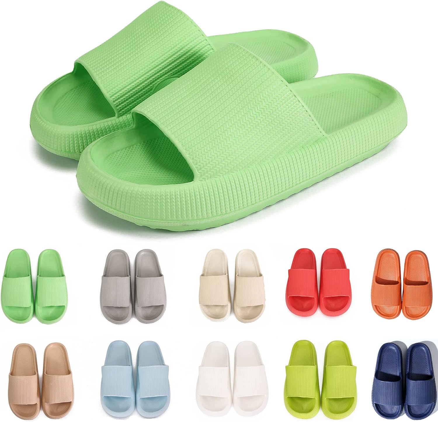 Тапочки rosyclo Cloud для женщин и мужчин с массажной толстой подошвой, противоскользящие для душа, супер мягкие уютные тапочки для дома, для использования внутри и снаружи, зеленый
Тапочки rosyclo Cloud для женщин и мужчин с массажной толстой подошвой, противоскользящие для душа, супер мягкие уютные тапочки для дома, для использования внутри и снаружи, зеленый