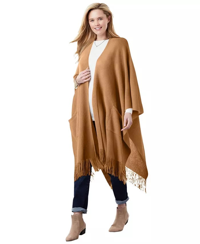 Женская накидка с бахромой Woman Within, коричневый
Женская накидка с бахромой Woman Within, коричневый