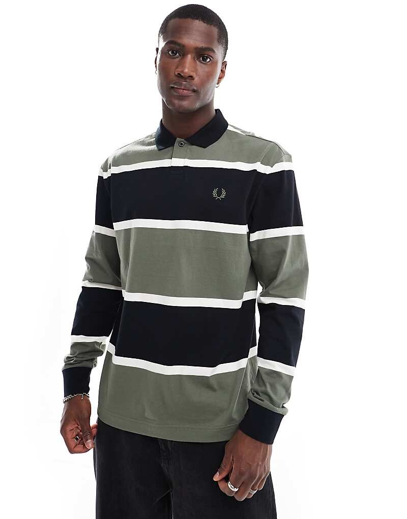 Fred Perry – рубашка-поло с длинными рукавами и широкими зелеными и черными полосками
Fred Perry – рубашка-поло с длинными рукавами и широкими зелеными и черными полосками