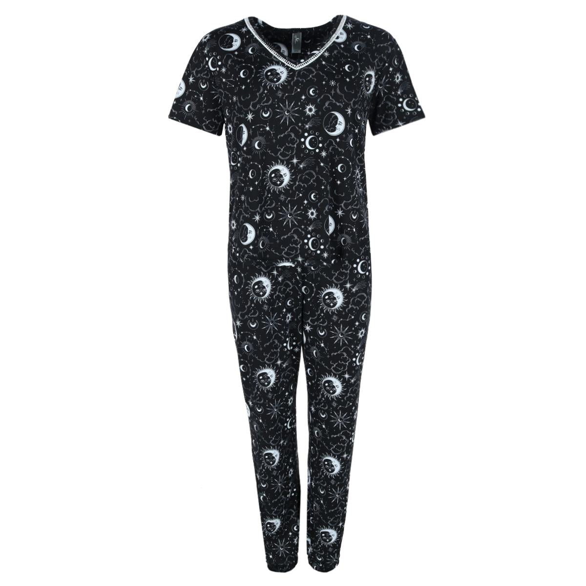 Женский комплект джоггеров с коротким рукавом и V-образным вырезом PJ Couture, черный
Женский комплект джоггеров с коротким рукавом и V-образным вырезом PJ Couture, черный