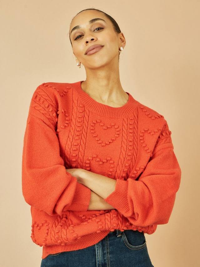 Свитер с сердечками свободного кроя Yumi, Orange
Свитер с сердечками свободного кроя Yumi, Orange