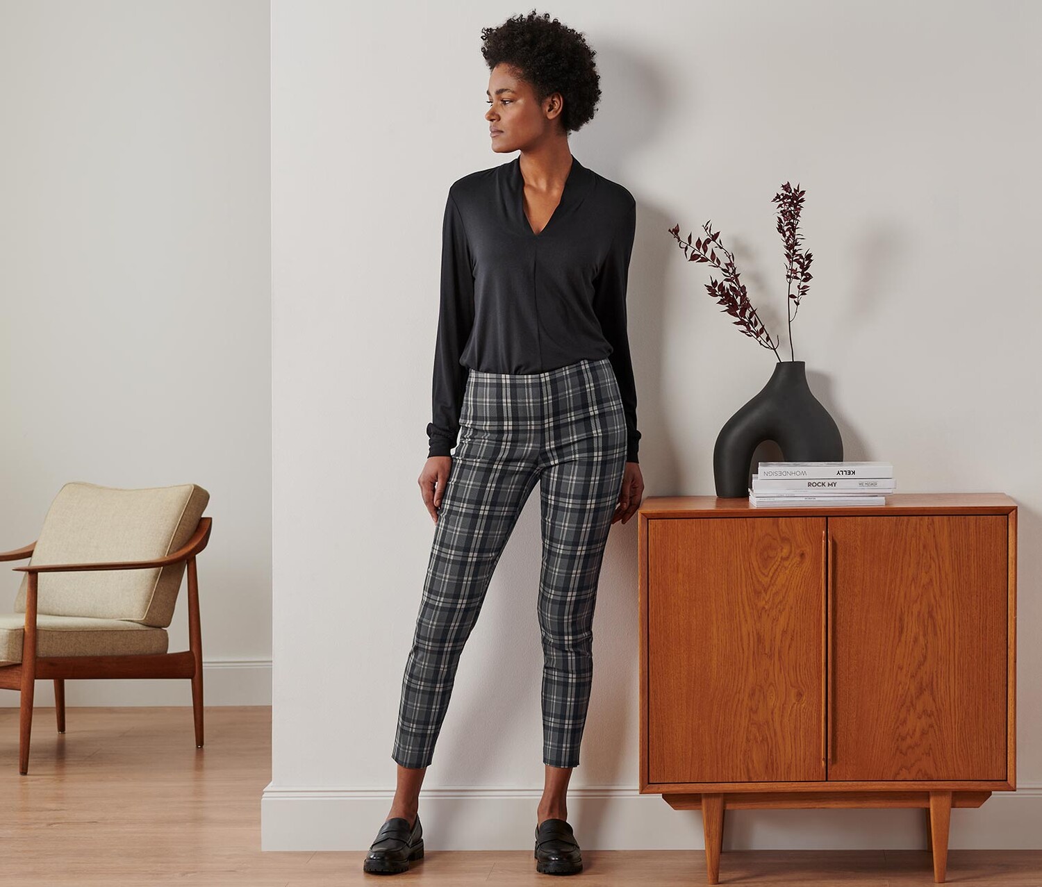 Брюки стрейч в клетку Tchibo, серо-черная клетчатая
Брюки стрейч в клетку Tchibo, серо-черная клетчатая