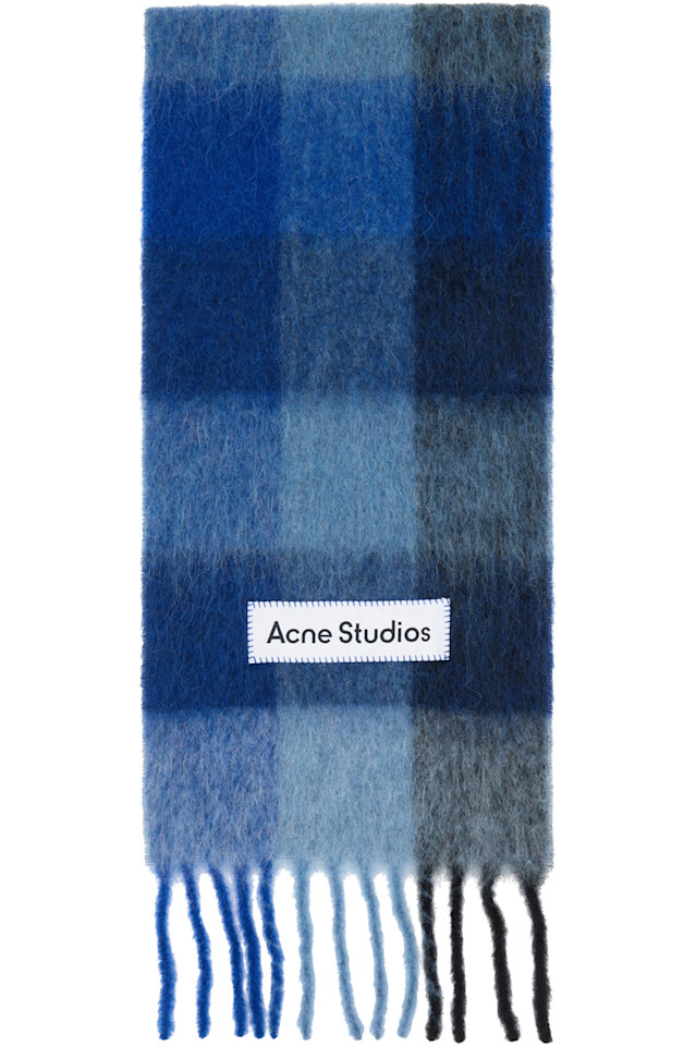 Acne Studios Синий мохеровый клетчатый шарф
Acne Studios Синий мохеровый клетчатый шарф