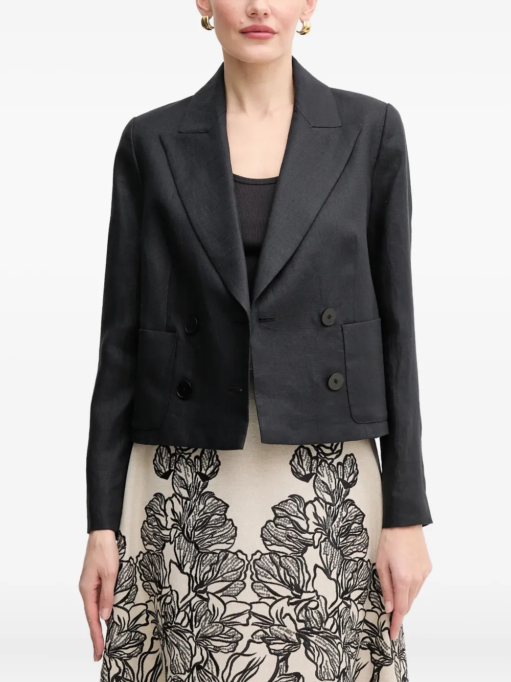 Двубортный льняной пиджак LUISA SPAGNOLI, черный
Двубортный льняной пиджак LUISA SPAGNOLI, черный