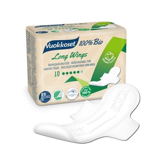 Вуоккосет, прокладки гигиенические с крылышками Длинные 100% Био, 10 шт., Vuokkoset
Вуоккосет, прокладки гигиенические с крылышками Длинные 100% Био, 10 шт., Vuokkoset