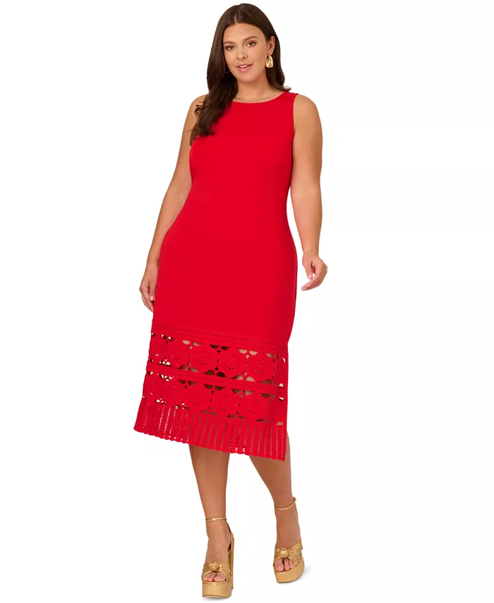 Платье миди с кружевным подолом Plus Size Adrianna Papell, красный
Платье миди с кружевным подолом Plus Size Adrianna Papell, красный