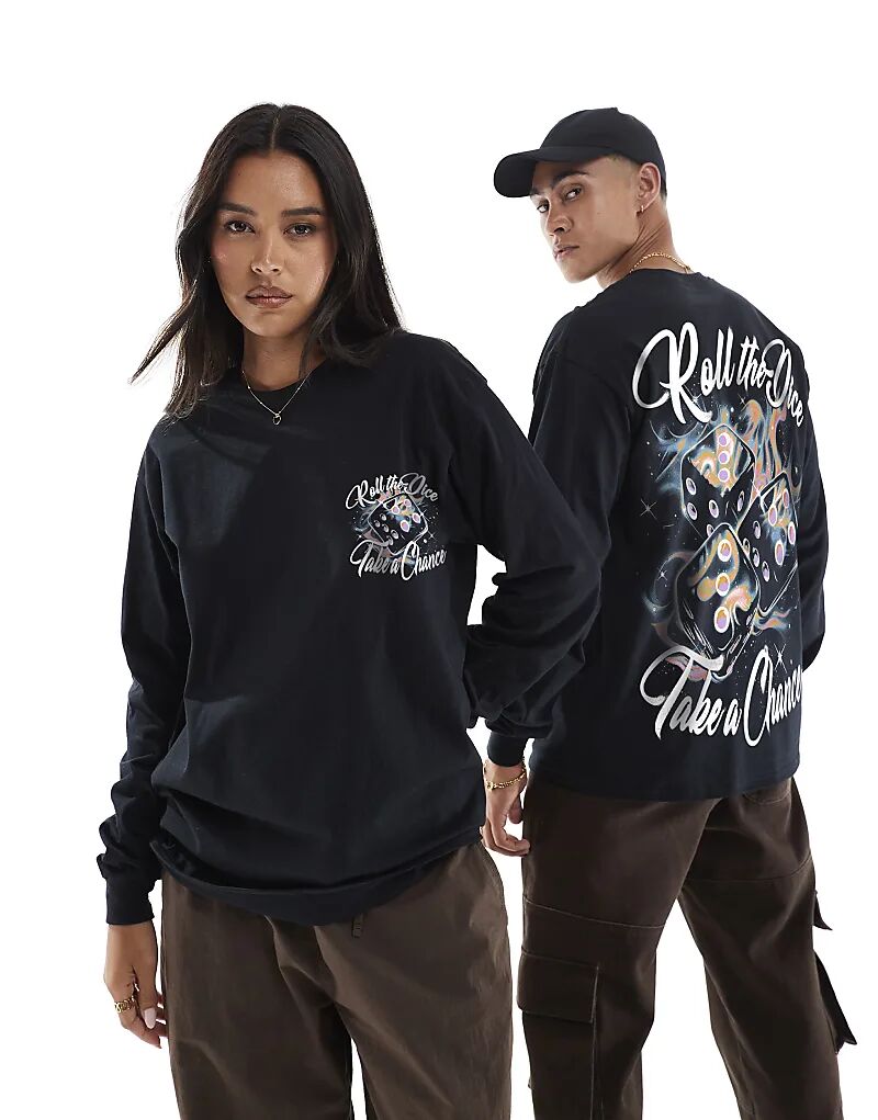 Футболка с длинными рукавами и принтом «Roll the Dice» в стиле «космос» черного цвета
Футболка с длинными рукавами и принтом «Roll the Dice» в стиле «космос» черного цвета