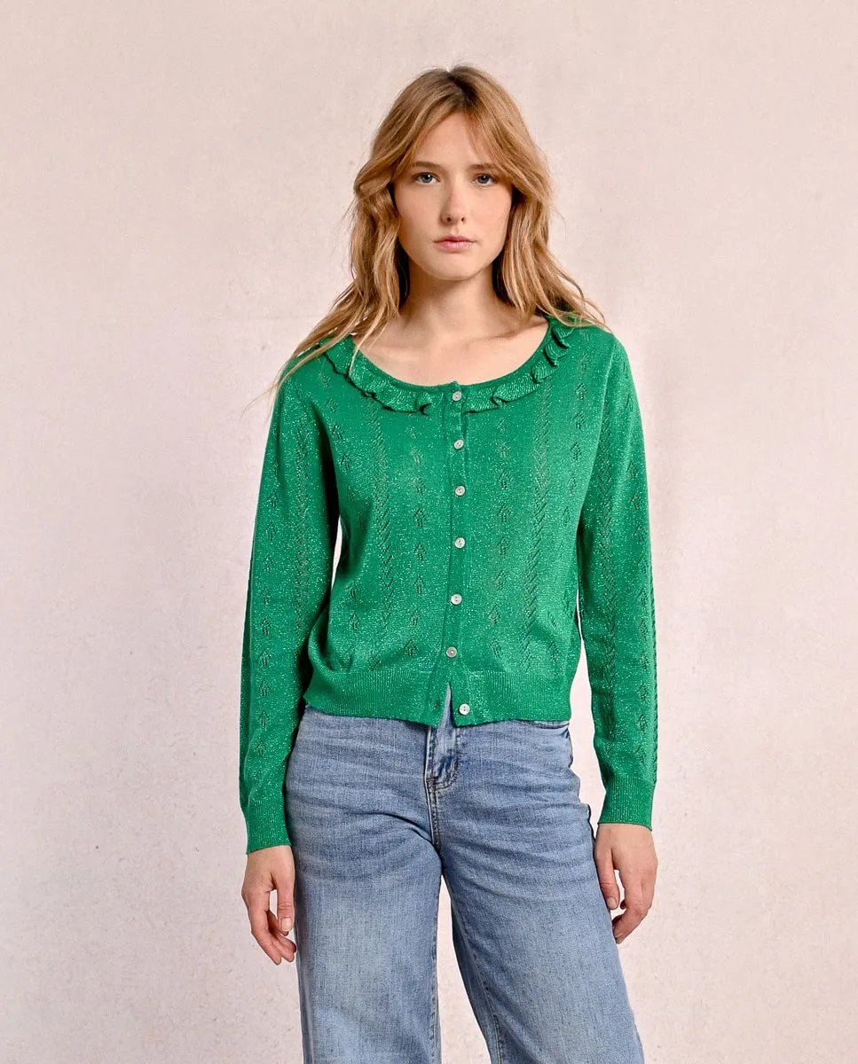 Женский кардиган с оборкой и застежкой на пуговицы Molly Bracken, зеленый
Женский кардиган с оборкой и застежкой на пуговицы Molly Bracken, зеленый
