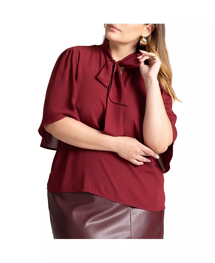 Женская блузка с бантом и расклешенными рукавами ELOQUII, красный
Женская блузка с бантом и расклешенными рукавами ELOQUII, красный