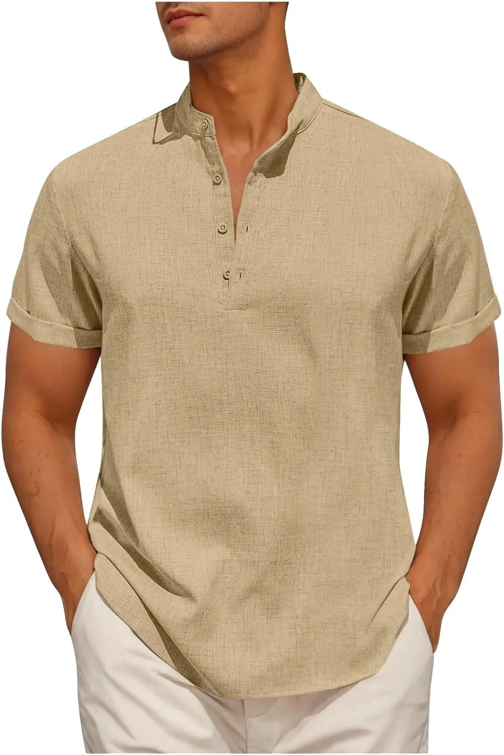 Мужская летняя футболка с коротким рукавом и воротником стойкой TXGMNA
Мужская летняя футболка с коротким рукавом и воротником стойкой TXGMNA