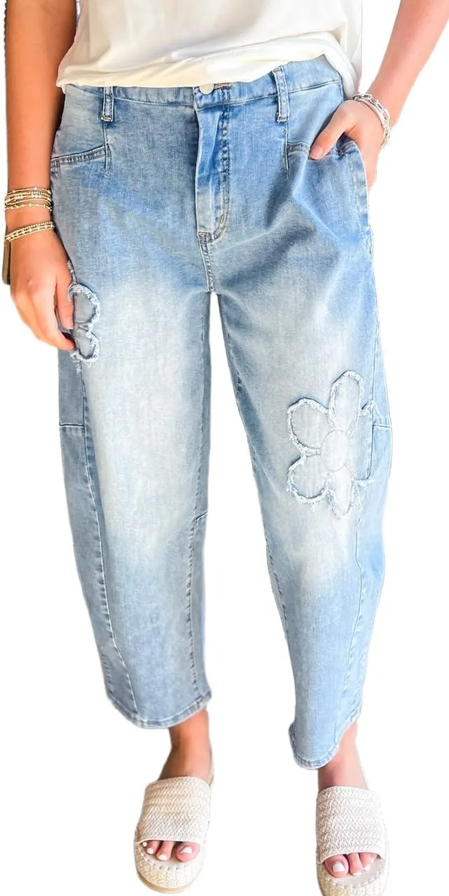 Женские джинсы Apvirdy с цветочными аппликациями, светлая стирка, высокая посадка, укороченные, широкие, с карманами
Женские джинсы Apvirdy с цветочными аппликациями, светлая стирка, высокая посадка, укороченные, широкие, с карманами