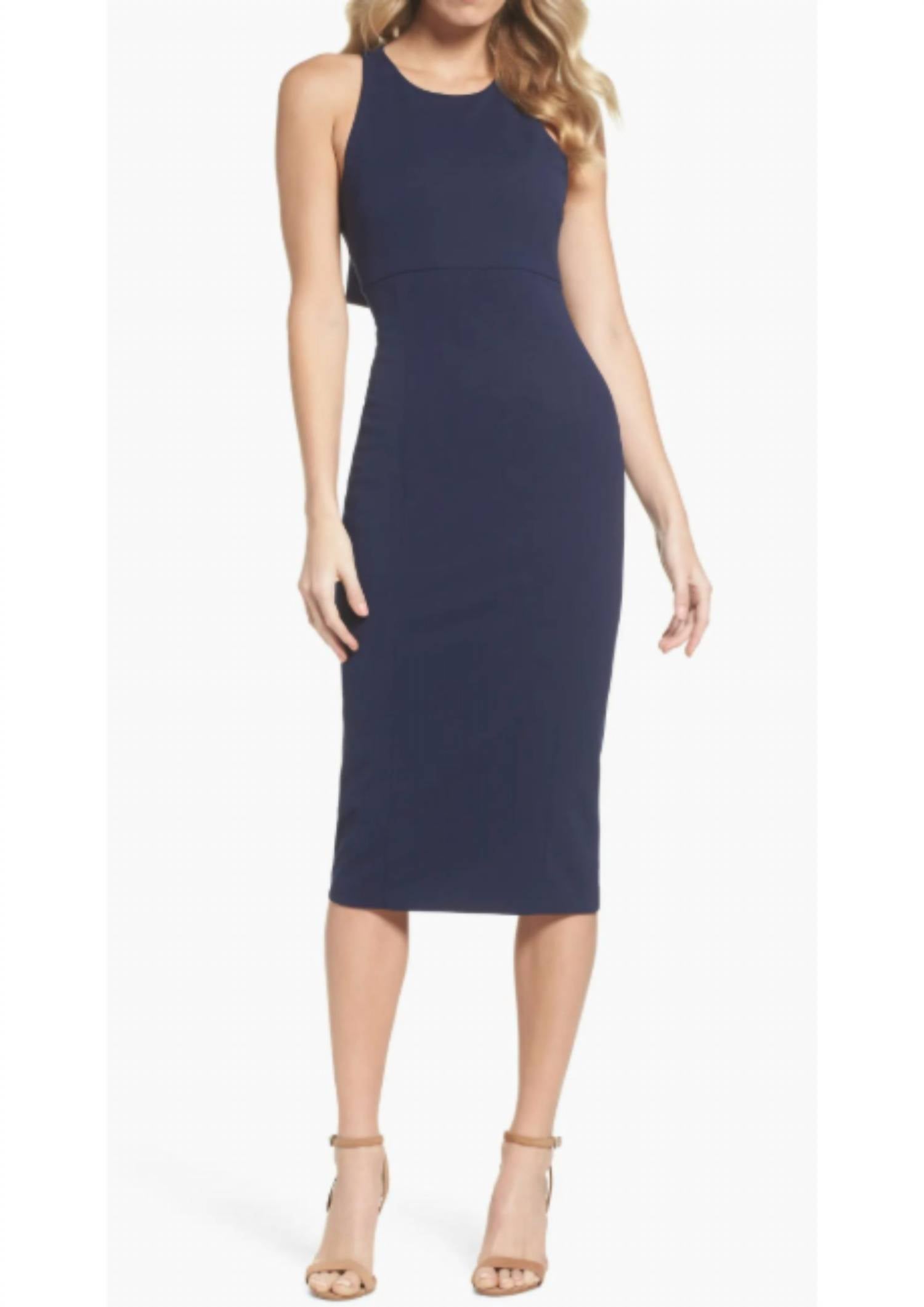 Открытое платье-футляр в темно-синем цвете Clover and Sloane 
Открытое платье-футляр в темно-синем цвете Clover and Sloane