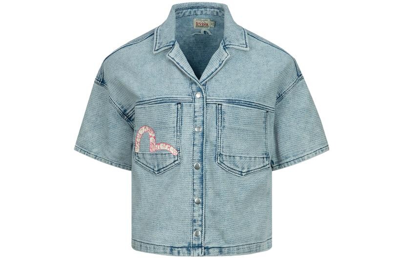 Рубашка женская джинсовая синяя Evisu
Рубашка женская джинсовая синяя Evisu