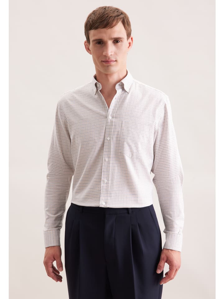 Обычная фланелевая рубашка бежевого цвета Seidensticker
Обычная фланелевая рубашка бежевого цвета Seidensticker