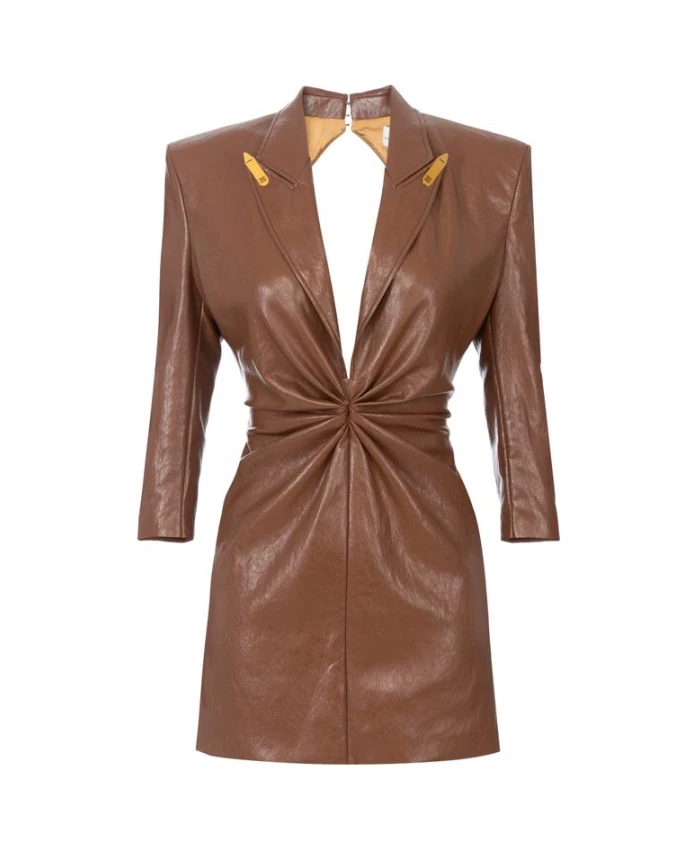 Платье из мятой кожи с лацканами Elisabetta Franchi, коричневый
Платье из мятой кожи с лацканами Elisabetta Franchi, коричневый