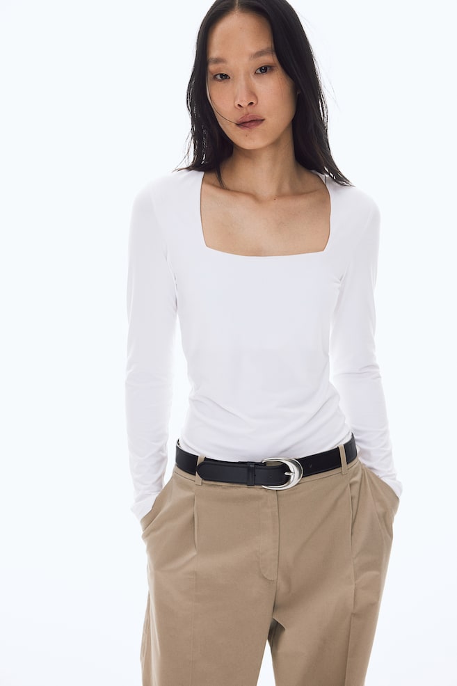 Рубашка из джерси с длинными рукавами H&M, белый
Рубашка из джерси с длинными рукавами H&M, белый