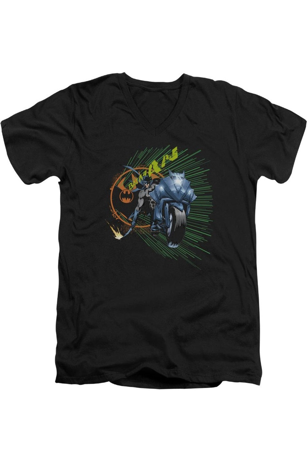 Футболка с коротким рукавом и V-образным вырезом для взрослых Batman Batcycle Gildan, черный 
Футболка с коротким рукавом и V-образным вырезом для взрослых Batman Batcycle Gildan, черный