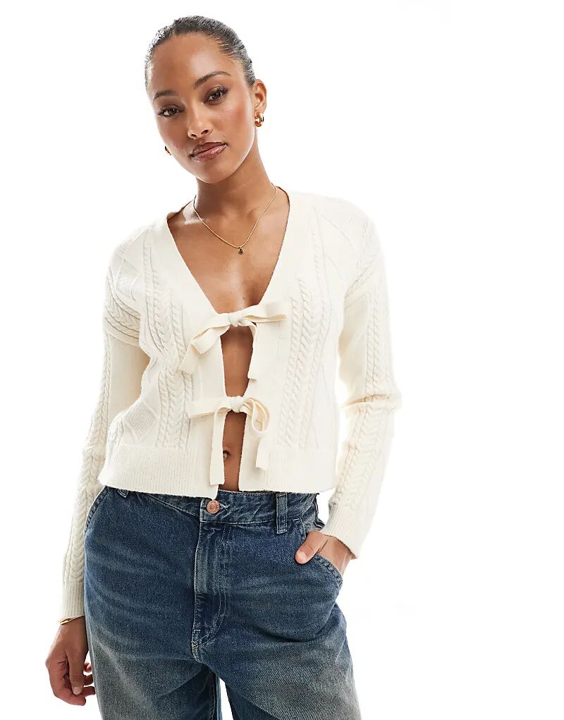Кардиган с завязками спереди, кремового цвета ONLY
Кардиган с завязками спереди, кремового цвета ONLY