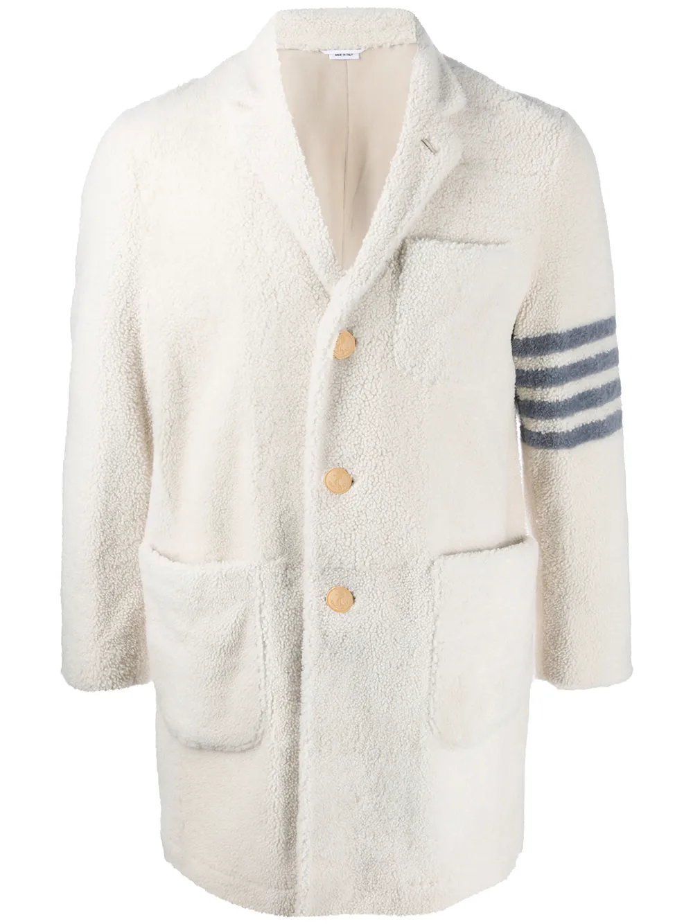 Пальто из овчины с полосками 4-Bar THOM BROWNE, белый
Пальто из овчины с полосками 4-Bar THOM BROWNE, белый