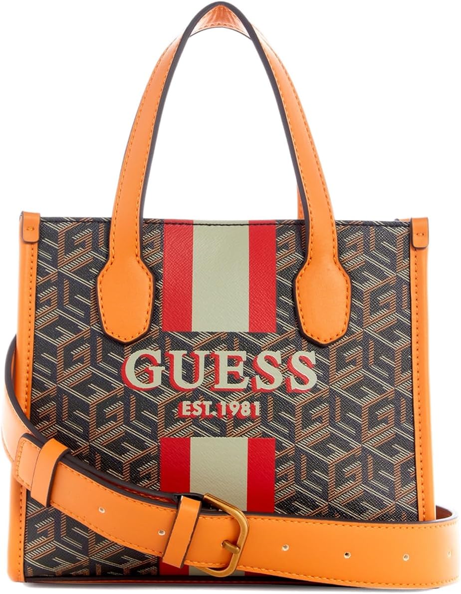 GUESS женская сумка Silvana 2 Cmprtmnt Mini Tote, Black Logo/Cognac
GUESS женская сумка Silvana 2 Cmprtmnt Mini Tote, Black Logo/Cognac