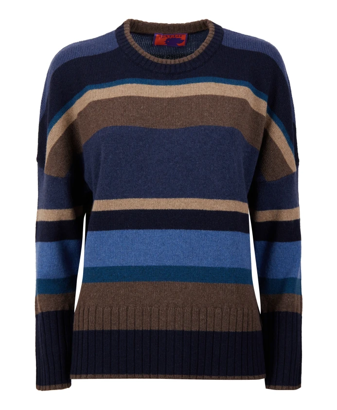 Женская синяя футболка с круглым вырезом и разноцветными полосками. Gallo, мультиколор
Женская синяя футболка с круглым вырезом и разноцветными полосками. Gallo, мультиколор