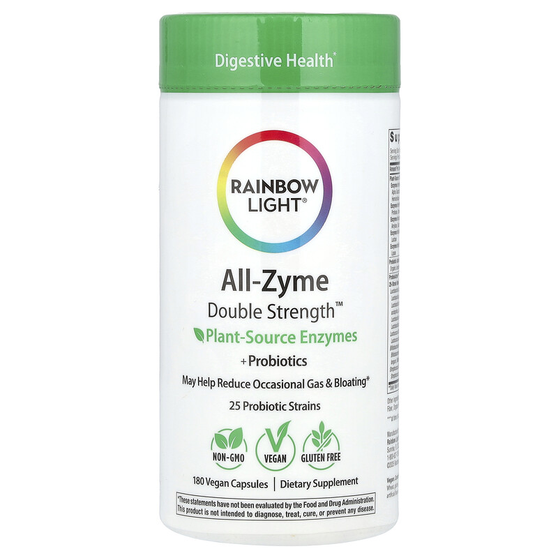 Rainbow Light, All-Zyme, Double Strength , 180 веганских капсул
Rainbow Light, All-Zyme, Double Strength , 180 веганских капсул