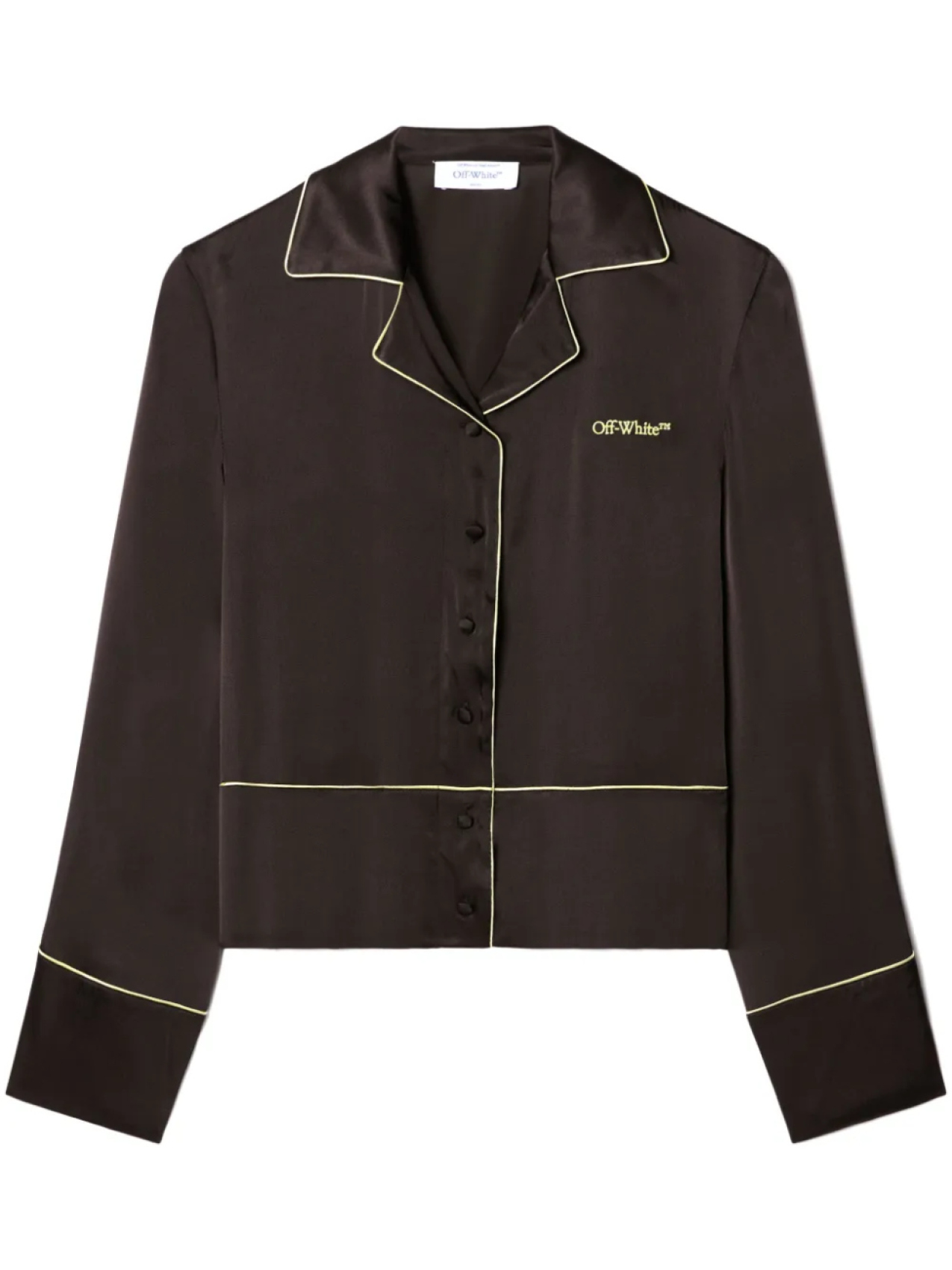 Off-White атласный пижамный топ, черный
Off-White атласный пижамный топ, черный