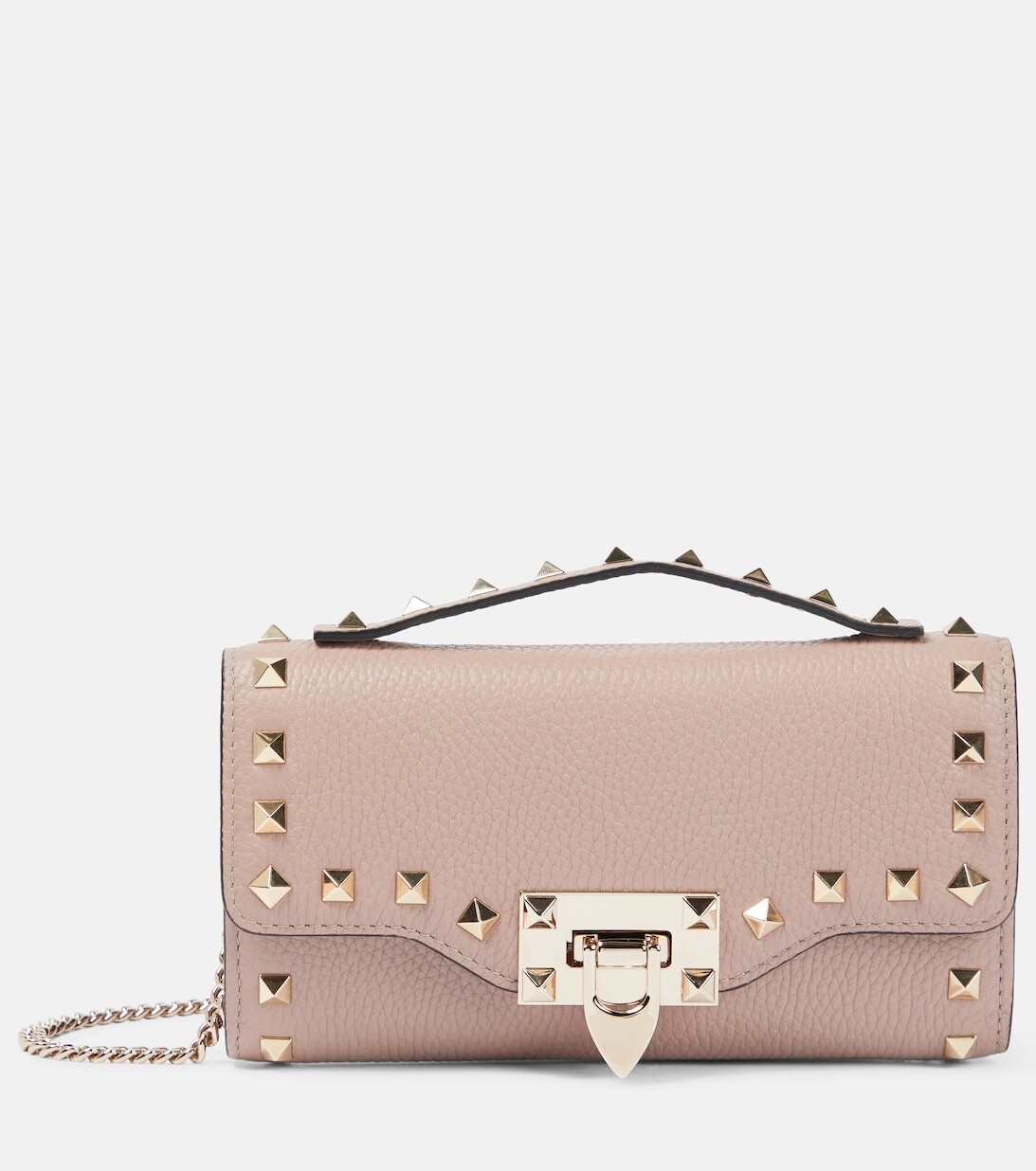 Мини-кошелек Rockstud из кожи на цепочке Valentino Garavani, розовый
Мини-кошелек Rockstud из кожи на цепочке Valentino Garavani, розовый