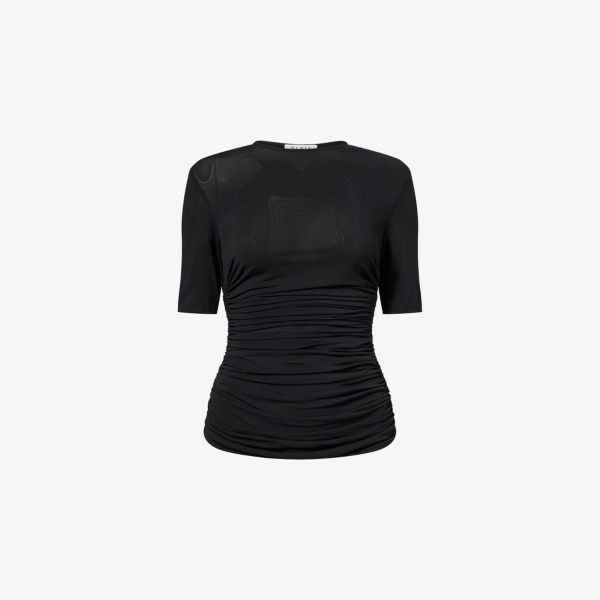 Топ Alaia с круглым вырезом и сборками, черный
Топ Alaia с круглым вырезом и сборками, черный