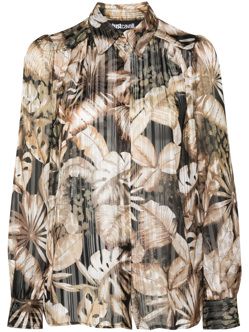 Прозрачная рубашка с цветочным принтом и эффектом металлик Just Cavalli, золотой
Прозрачная рубашка с цветочным принтом и эффектом металлик Just Cavalli, золотой